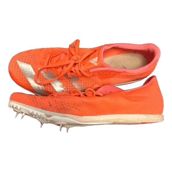 Orange Adidas track spikes