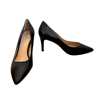 Black leather high heels