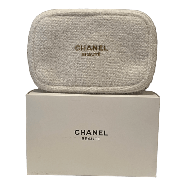 Chanel beauté tweed valkoinen meikkilaukku