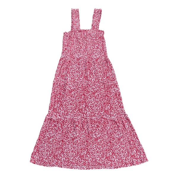 Vero Moda Red & White Smocked Midi Dress - Size XS