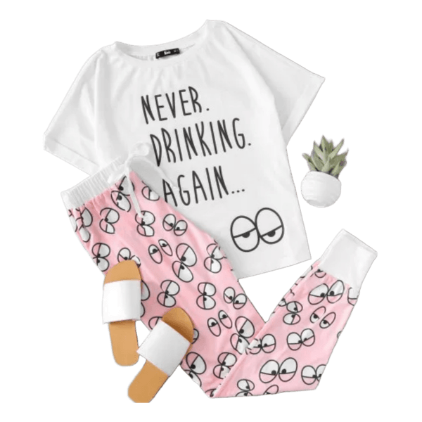White and pink pyjama set