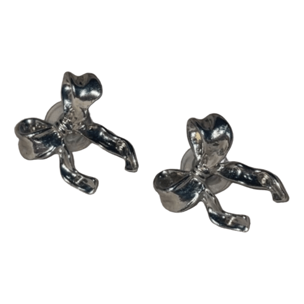 Silver bow earrings