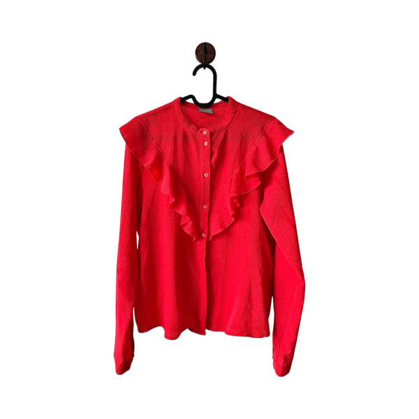 Vero Moda Women’s red long sleeve blouse with ruffle accents size S