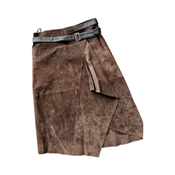 Brown suede wrap skirt