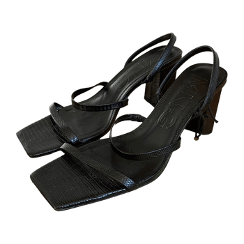 Black strappy heeled sandals