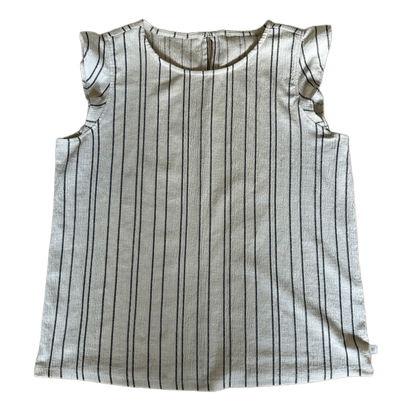 Striped sleeveless ruffle blouse