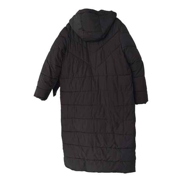 Black hooded puffer coat