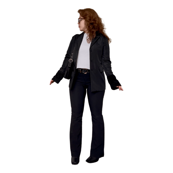 Spring blazer jacket with faux fur cuffs from Ivo Nikkolo