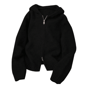 knit hooded cardigan