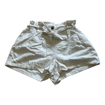 White linen blend shorts