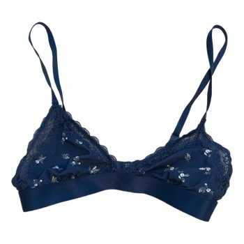 Blue floral lace bralette