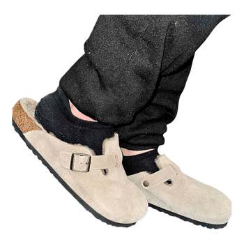 Birkenstock bēši kažokādas klogi