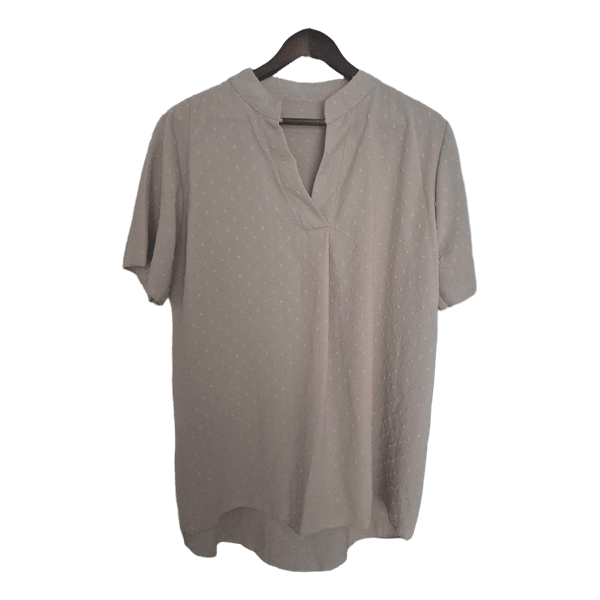 Beige textured short sleeve top