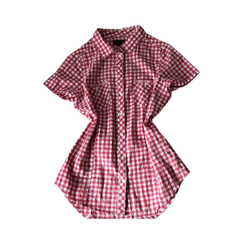 Red plaid short sleeve shirt