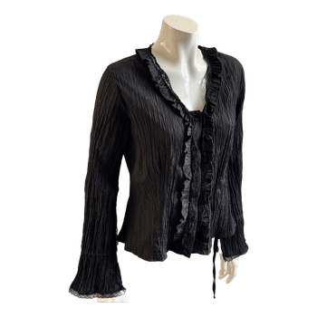 Black ruffled blouse
