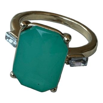 Green stone gold colored ring