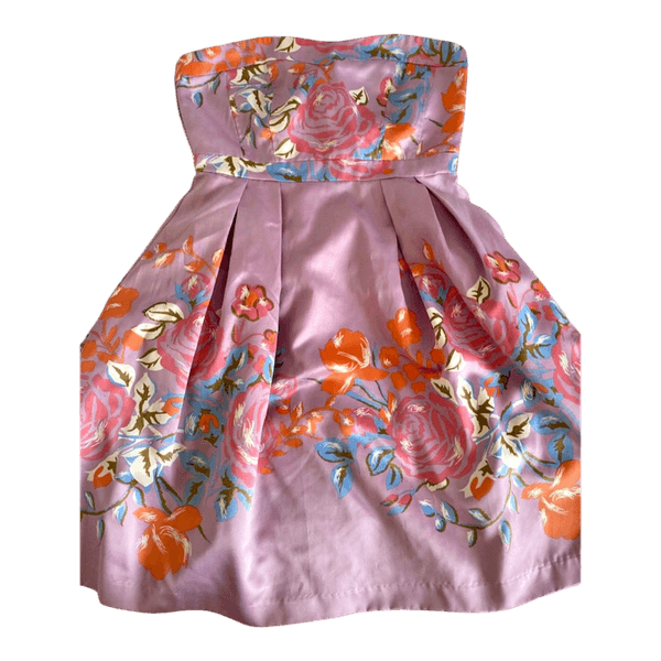 Lilac floral strapless dress