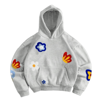 Grey floral print hoodie