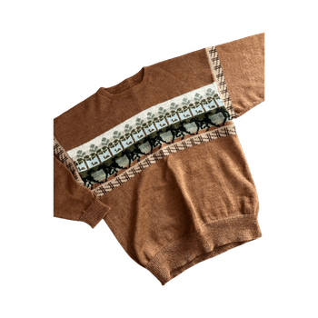 Ruskea handmade villapaita L