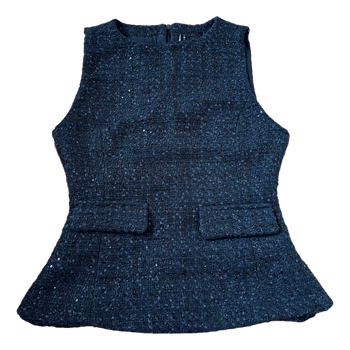 Navy sequin tweed top