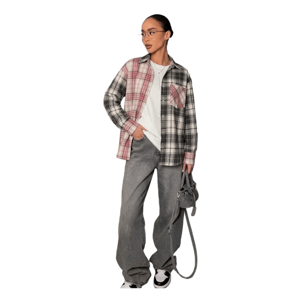 Plaid long-sleeved shirt