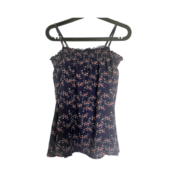 Navy floral print top