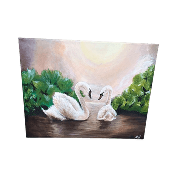 Akryllimaalaus joutsenista