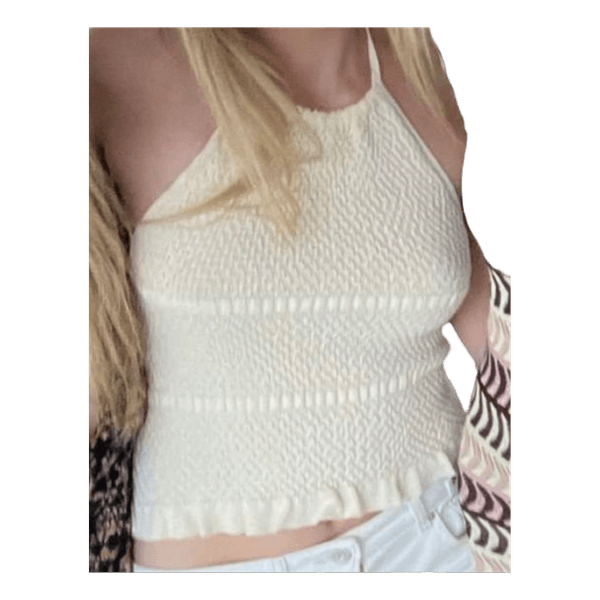 Cremefarvet halterneck top