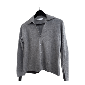 Grey wool button-up cardigan