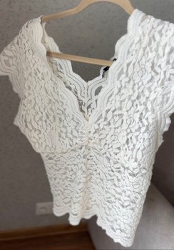 Zara cream boho chic floral lace  romantic cropped sleeveless top women size L