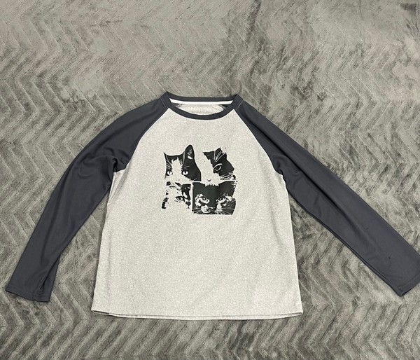 Cat print long sleeve top