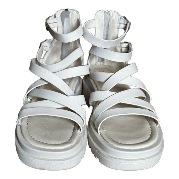 White strappy platform sandals