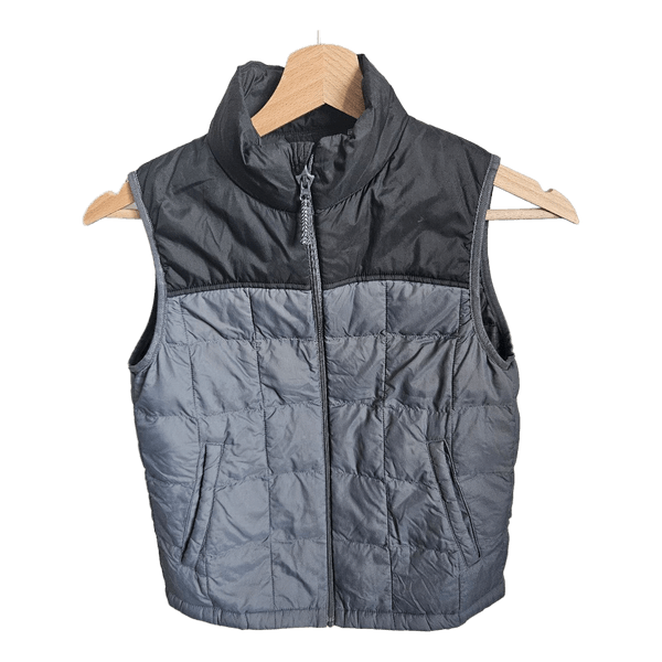 UNIQLO Kids Padded Quilted Vest Size 9-10 Black Grey Lightweight Gilet