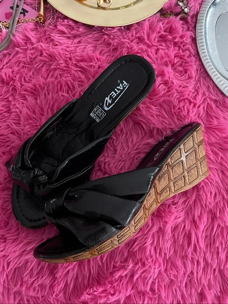 Black Y2K wedge sandals