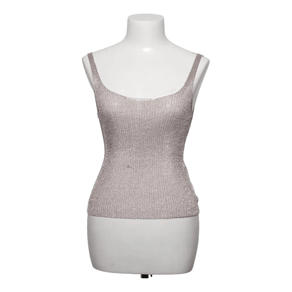 Silver glitter rib top