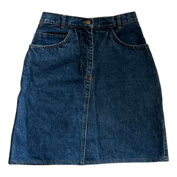 Blue denim mini skirt