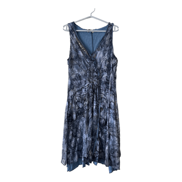 Blue patterned midi dress