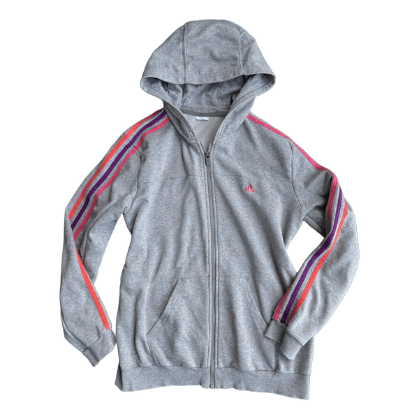 Adidas harmaavalkoinen huppari