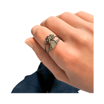 Hopea sormus kuviolla / säädettävä sormus