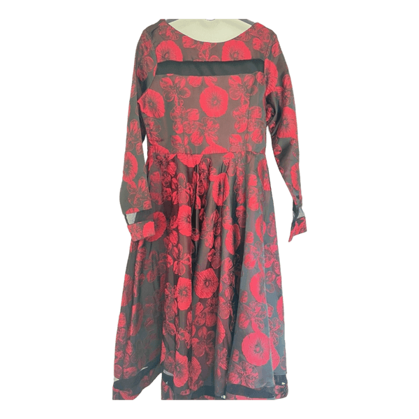 Red floral long dress