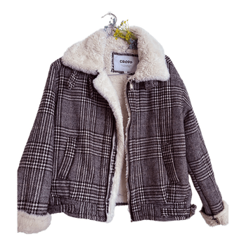 Cropp plaid shearling jacket
