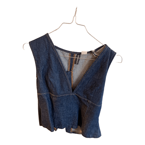 Mørkeblå denimtop uden ærmer