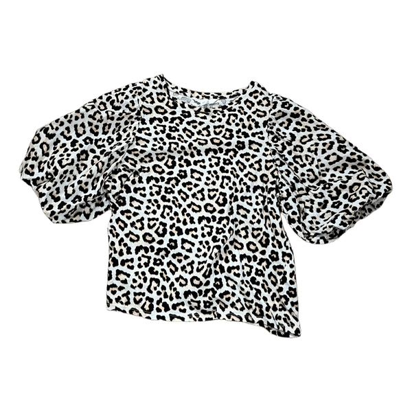 Leopard print puff sleeve top