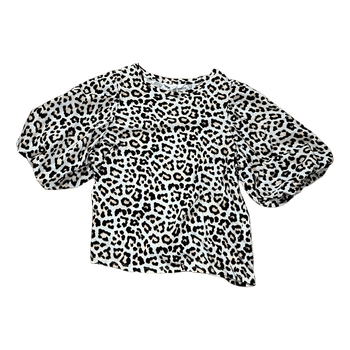 Leopard print puff sleeve top