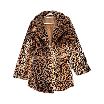 Leopard print faux fur coat