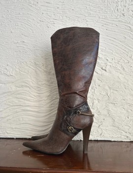 Knee Lenght Brown Leather Boots / Size 38