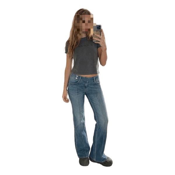 Zara blue bootcut jeans trendy