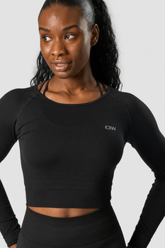 Black melange crop top