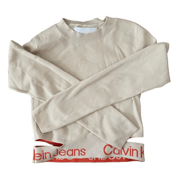 Beige knitted cropped sweater