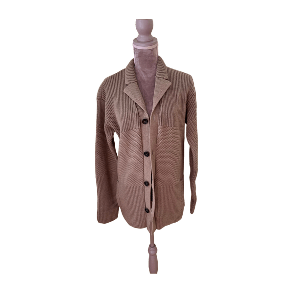 Beige knitted cardigan sweater